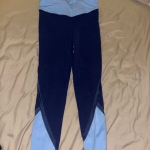 athleta girl leggings, size 12, light and dark blue